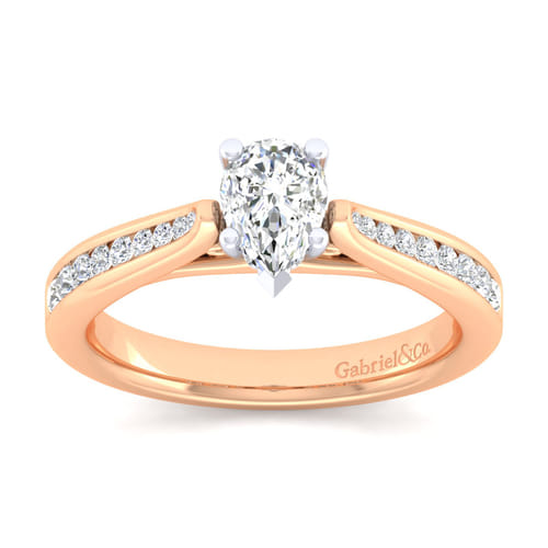 14K White-Rose Gold Pear Shape Diamond Channel Set Engagement Ring 14K White-Rose Gold Pear Shape Diamond Channel Set Engagement Ring