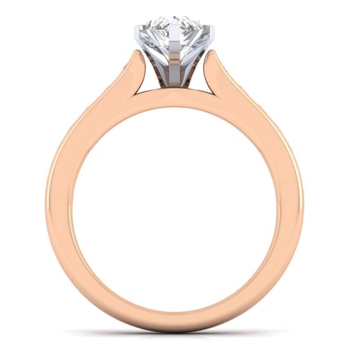 14K White-Rose Gold Pear Shape Diamond Channel Set Engagement Ring