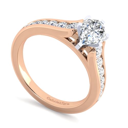 14K White-Rose Gold Pear Shape Diamond Channel Set Engagement Ring
