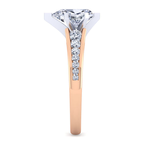 14K White-Rose Gold Pear Shape Diamond Channel Set Engagement Ring