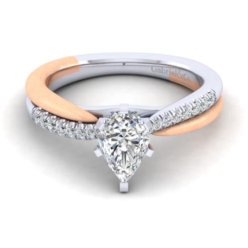 14K White-Rose Gold Pear Shape Diamond Engagement Ring 14K White-Rose Gold Pear Shape Diamond Engagement Ring