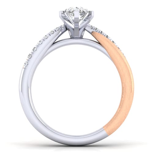 14K White-Rose Gold Pear Shape Diamond Engagement Ring 14K White-Rose Gold Pear Shape Diamond Engagement Ring