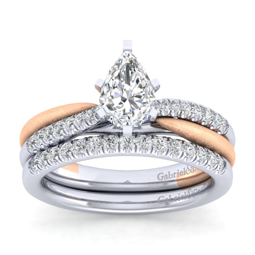 14K White-Rose Gold Pear Shape Diamond Engagement Ring 14K White-Rose Gold Pear Shape Diamond Engagement Ring