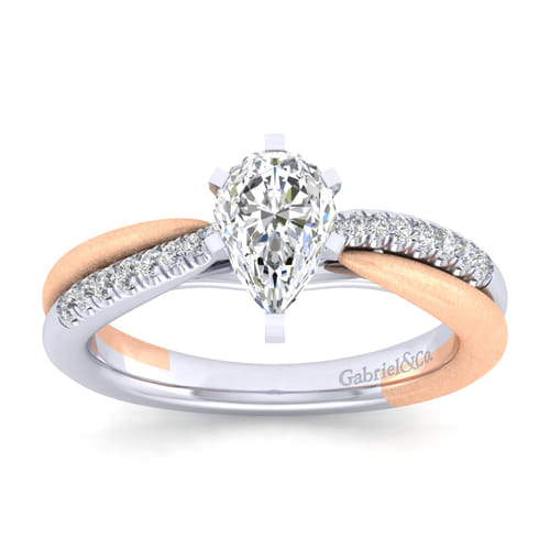 14K White-Rose Gold Pear Shape Diamond Engagement Ring 14K White-Rose Gold Pear Shape Diamond Engagement Ring