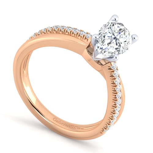 14K White-Rose Gold Pear Shape Diamond Engagement Ring