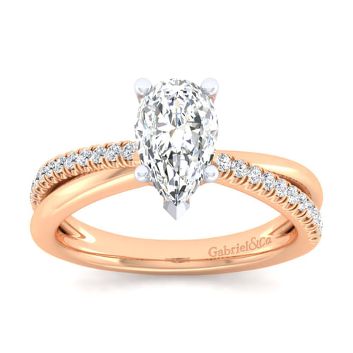 14K White-Rose Gold Pear Shape Diamond Engagement Ring