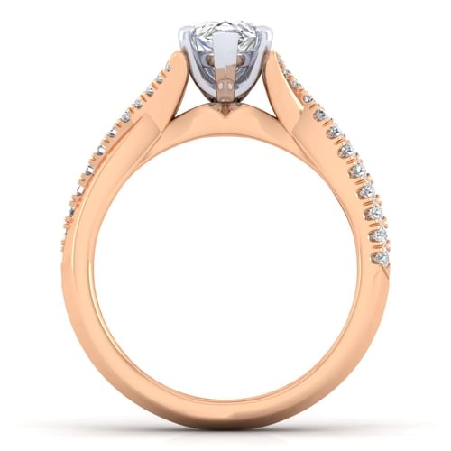 14K White-Rose Gold Pear Shape Diamond Engagement Ring