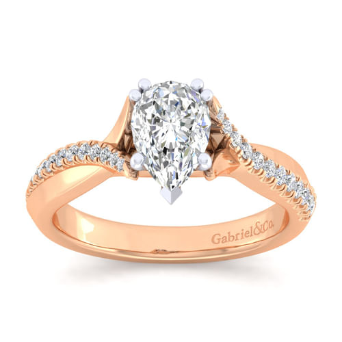 14K White-Rose Gold Pear Shape Diamond Engagement Ring