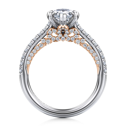 14K White-Rose Gold Pear Shape Diamond Engagement Ring