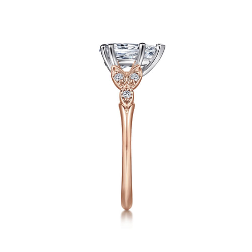 14K White-Rose Gold Pear Shape Diamond Engagement Ring