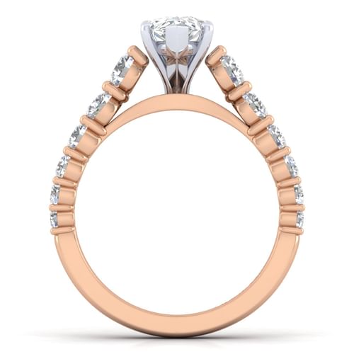 14K White-Rose Gold Pear Shape Diamond Engagement Ring