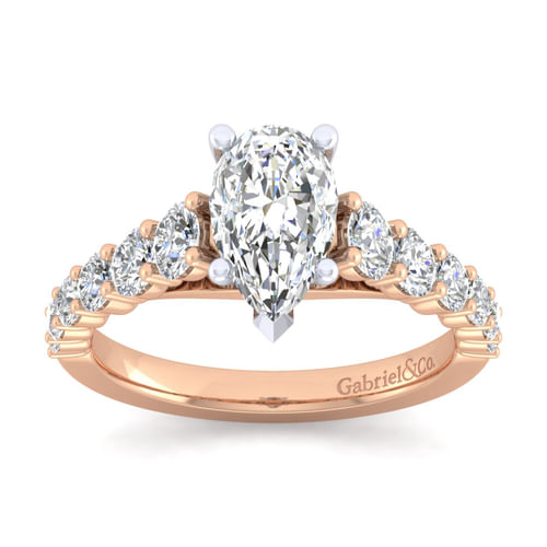 14K White-Rose Gold Pear Shape Diamond Engagement Ring