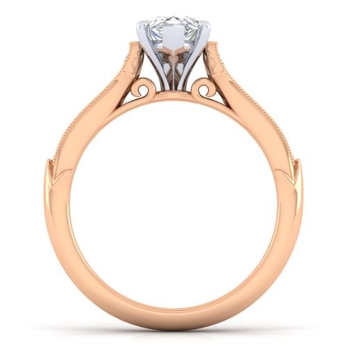 14K White-Rose Gold Pear Shape Diamond Engagement Ring