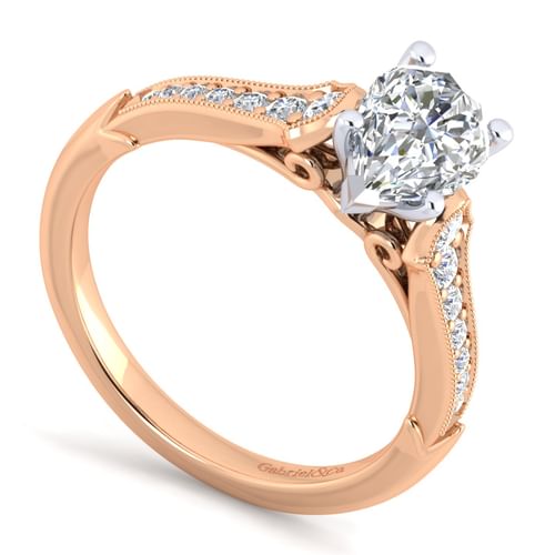 14K White-Rose Gold Pear Shape Diamond Engagement Ring