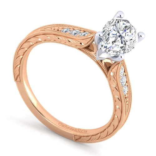 14K White-Rose Gold Pear Shape Diamond Engagement Ring