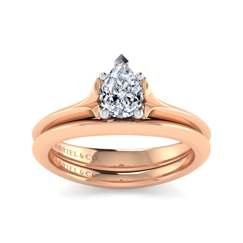 14K White-Rose Gold Pear Shape Diamond Engagement Ring