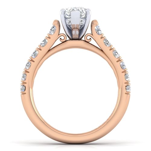 14K White-Rose Gold Pear Shape Diamond Engagement Ring