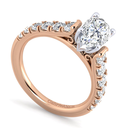 14K White-Rose Gold Pear Shape Diamond Engagement Ring