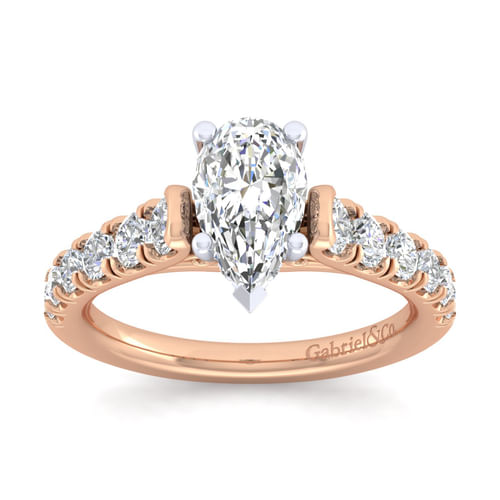 14K White-Rose Gold Pear Shape Diamond Engagement Ring