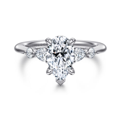 14K White-Rose Gold Pear Shape Diamond Engagement Ring