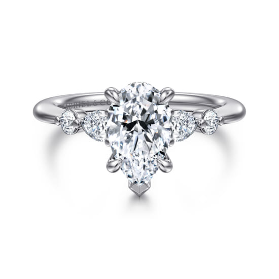 Gabriel - 14K White-Rose Gold Pear Shape Diamond Engagement Ring