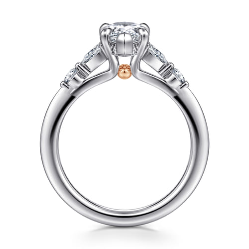 14K White-Rose Gold Pear Shape Diamond Engagement Ring