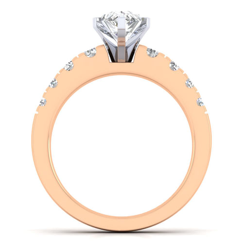 14K White-Rose Gold Pear Shape Diamond Engagement Ring