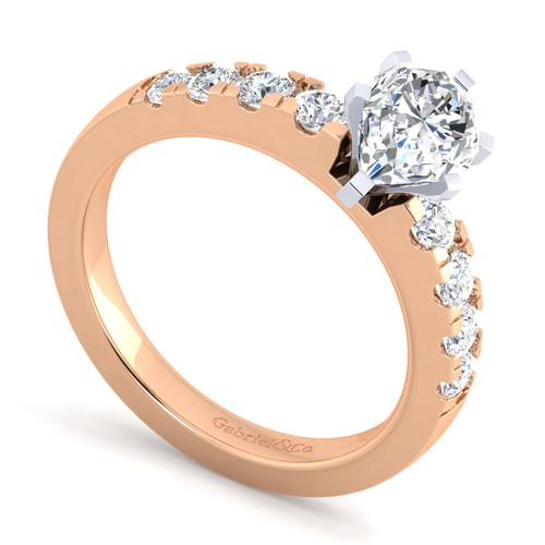 14K White-Rose Gold Pear Shape Diamond Engagement Ring