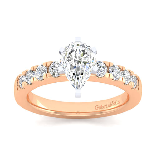 14K White-Rose Gold Pear Shape Diamond Engagement Ring