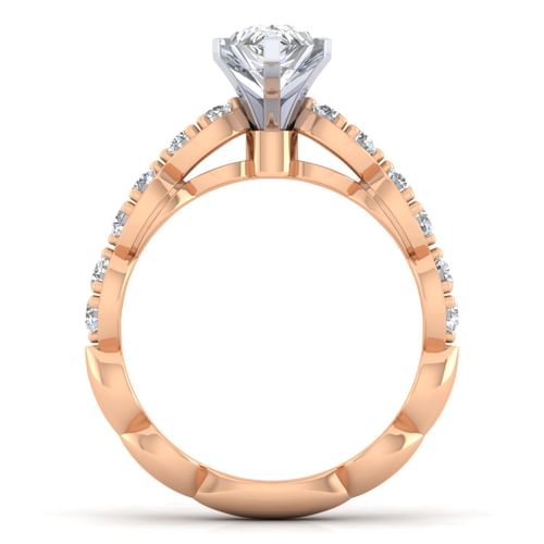 14K White-Rose Gold Pear Shape Diamond Engagement Ring