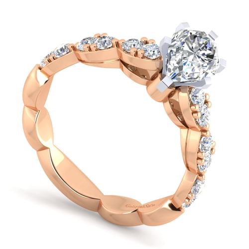 14K White-Rose Gold Pear Shape Diamond Engagement Ring