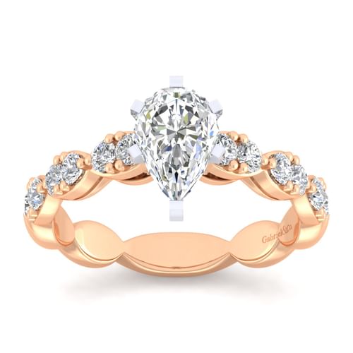 14K White-Rose Gold Pear Shape Diamond Engagement Ring