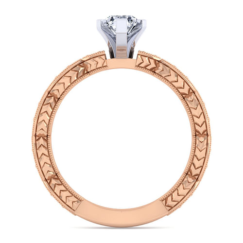14K White-Rose Gold Pear Shape Diamond Engagement Ring
