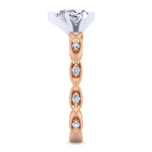14K White-Rose Gold Pear Shape Diamond Engagement Ring