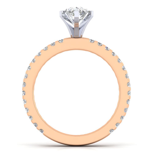 14K White-Rose Gold Pear Shape Diamond Engagement Ring