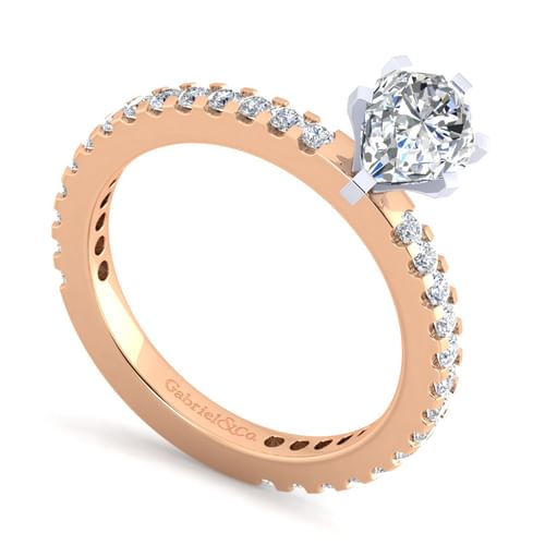 14K White-Rose Gold Pear Shape Diamond Engagement Ring