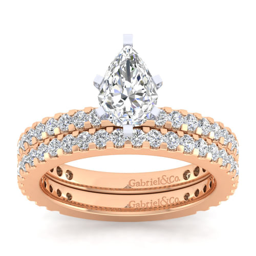 14K White-Rose Gold Pear Shape Diamond Engagement Ring
