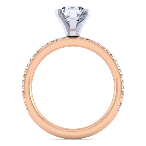 14K White-Rose Gold Pear Shape Diamond Engagement Ring