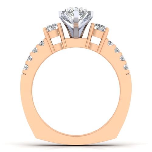 14K White-Rose Gold Pear Shape Diamond Engagement Ring