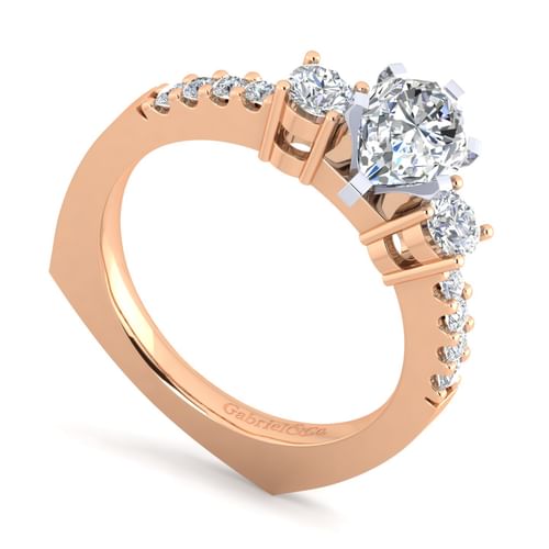 14K White-Rose Gold Pear Shape Diamond Engagement Ring