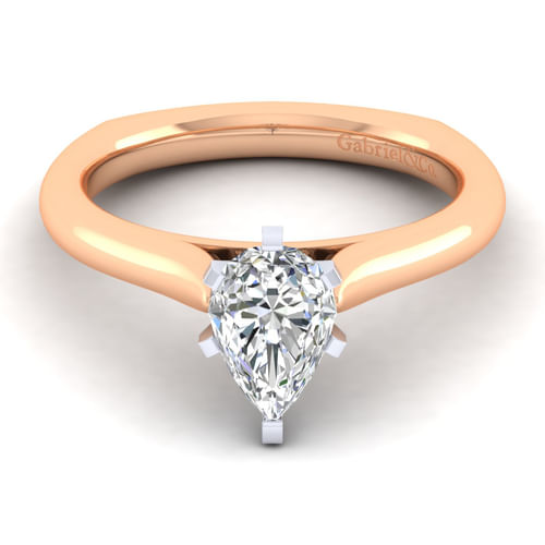 14K White-Rose Gold Pear Shape Diamond Engagement Ring