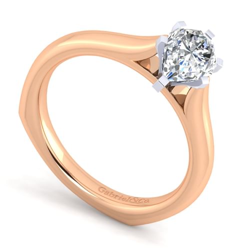 14K White-Rose Gold Pear Shape Diamond Engagement Ring
