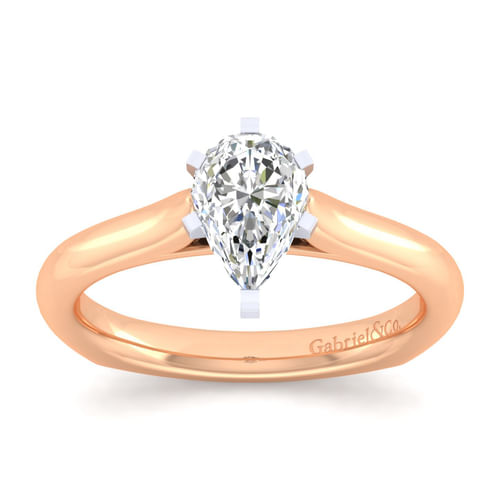 14K White-Rose Gold Pear Shape Diamond Engagement Ring