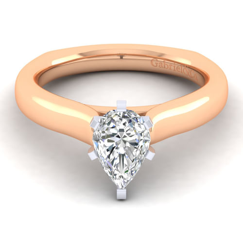 14K White-Rose Gold Pear Shape Diamond Engagement Ring