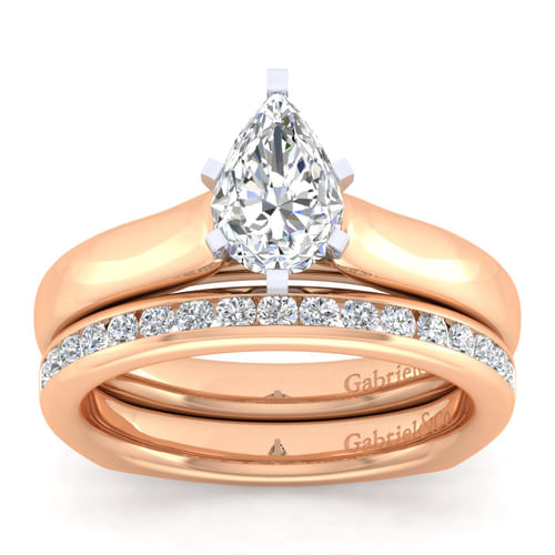 14K White-Rose Gold Pear Shape Diamond Engagement Ring