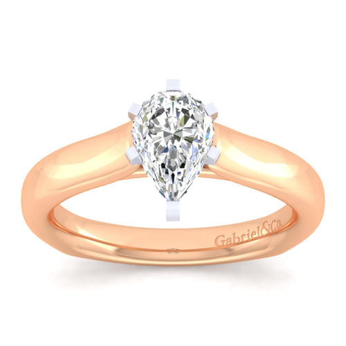 14K White-Rose Gold Pear Shape Diamond Engagement Ring