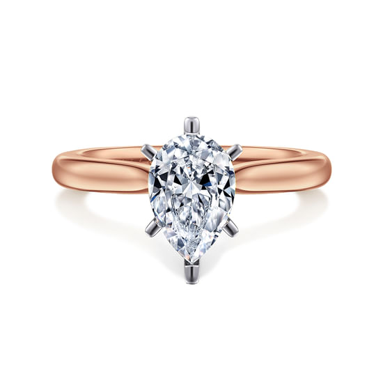 Gabriel - 14K White-Rose Gold Pear Shape Diamond Engagement Ring