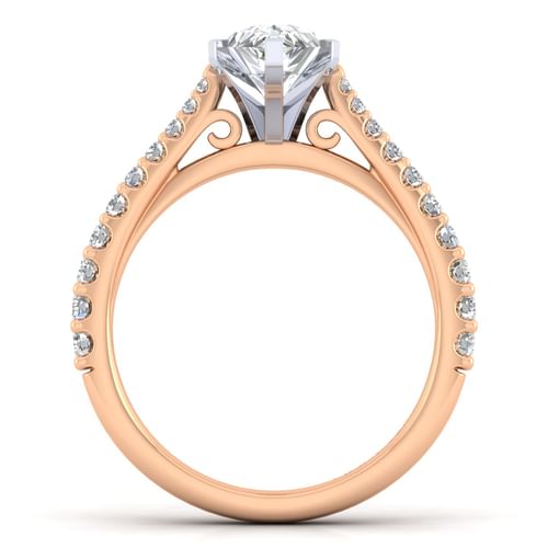 14K White-Rose Gold Pear Shape Diamond Engagement Ring