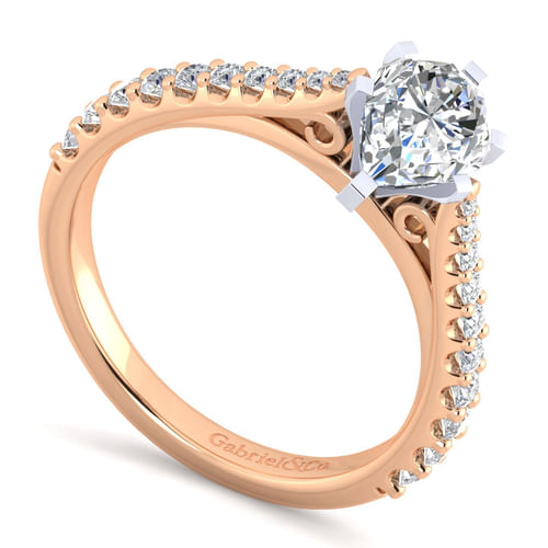 14K White-Rose Gold Pear Shape Diamond Engagement Ring