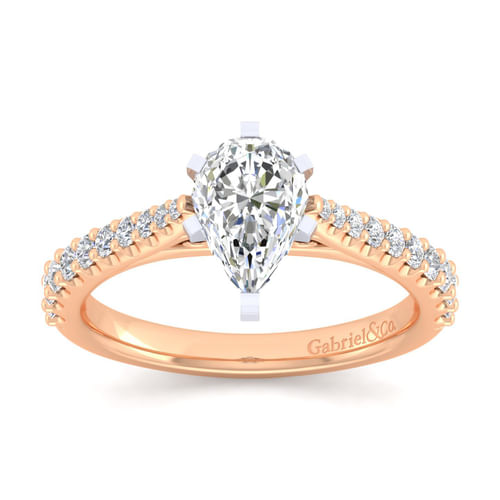14K White-Rose Gold Pear Shape Diamond Engagement Ring